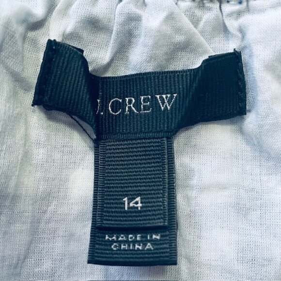 J. CREW Tie-Shoulder Gingham Ruffle Eyelet Top - Size 14 - Picture 3 of 5